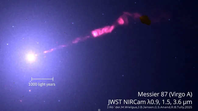 JWST Captures Clearest-Ever Image of M87 Galaxy’s Supermassive Black Hole Jet